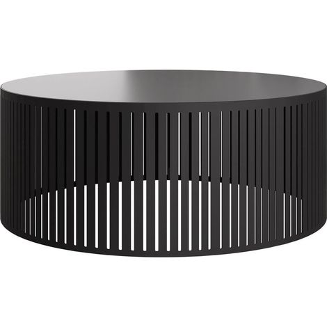 Mesa de centro Prunis, Negro, 30x0x0cm, Diámetro: 75, Aglomerado laminado, Redonda