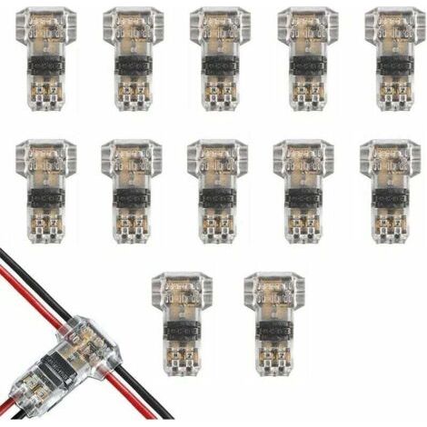 [JAMAIS UTILISÉ]12Pcs Connecteurs de Cable en T, 12V Etanches Connecteur de Fil Electrique à 2 Broches Connecteur Basse Tension pour Connexion Electrique Temporaire / Audio / Vidéo / Eclairage (1/5)