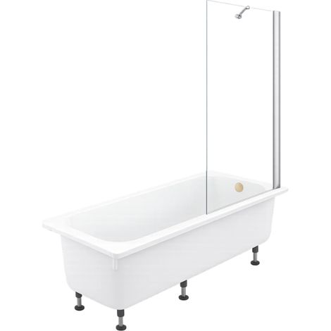 Pack baignoire droite 170 X 75 JACOB DELAFON Brive + pare bain avec vidage doré