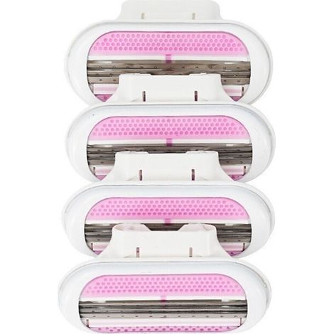 rasoir femme manuel - préhension ergonomique et lames interchangeables hypoallergéniques pour épilation douce des zones sensibles (lot de 4) (1/4)