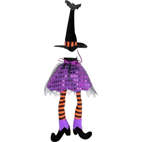 Housse de bouteille de vin en forme de chapeau de sorcière, violette, décoration d'Halloween à longues jambes, décoration de table en tissu non tissé (1/5)