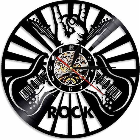 Horloge murale vinyle rock musique disque design décoration salon