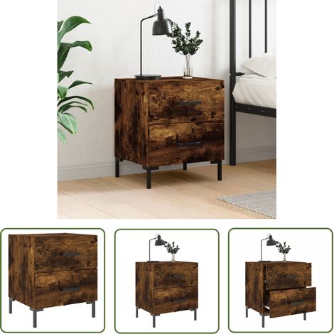 The Living Store Nachttisch Räuchereiche 40x35x47,5 cm Holzwerkstoff - Nachttisch - Beistelltisch - Wohnzimmermöbel - Holzmöbel - Rauchereiche (1/5)