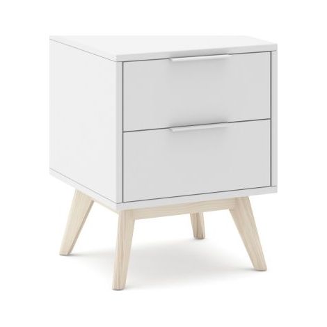 Mesita de noche de 2 cajones y patas 40x53 cm Numa Blanco - Oak Soft (ancho) x 53cm (alto) (1/5)