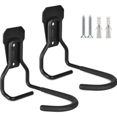 Set of 2 wall-mounted bike racks, hooks and wall fixings. Sturdy vertical bike racks, suitable for garages and homes, designed to be strong and space-saving. (1/4)