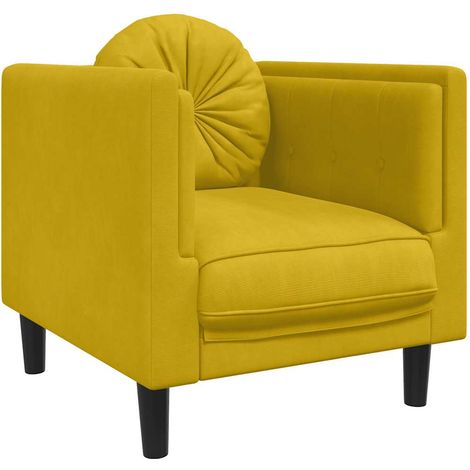 Fauteuil relax Fauteuil avec coussin jaune velours (1/5)
