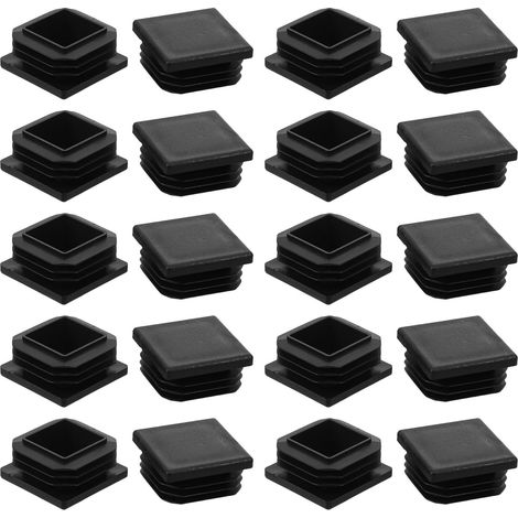 Embouts carrés en plastique pour tubes de 20 mm, lot 20, base antidérapante pieds table et meubles, (1/5)