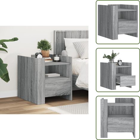 Nachttisch Grau Sonoma 45x50x50 cm Holzwerkstoff - Nachttisch - Grau - Wohnraum - Schlafzimmer - Holzwerkstoff