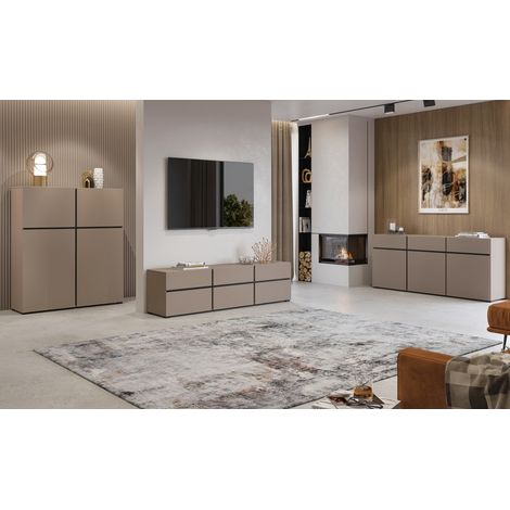 Set mobili da salotto HAVANA – Buffet alto, mobile TV, buffet basso – Design moderno beige e nero (1/5)