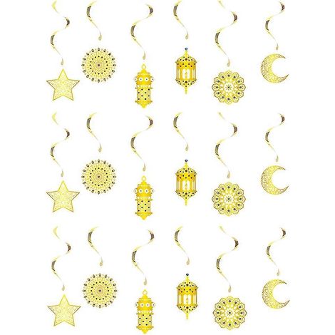 18 lanternes en forme de croissant de lune - Décorations pour la maison et l'Aïd el-Fitr, décorations pour une fête joyeuse du Ramadan (1/5)