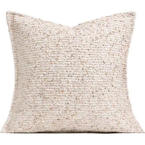 BEBUSINGOTO Gestreifte Kissenbezüge 45 x 45 cm, 1 Stück, strukturiertes Beige, schick, modern, im Boho-Stil, Landhausstil, quadratisch, dekorativ für Sofa, Wohnaccessoires, Bett (1/5)