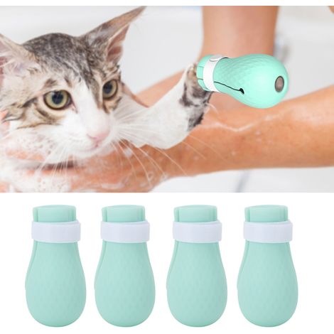 Lot de 4 chaussures en silicone pour chat, protection anti-griffures pour les pattes et les griffes des animaux de compagnie, idéales pour le bain, le toilettage, les médicaments et l'alimentation (Co (1/5)