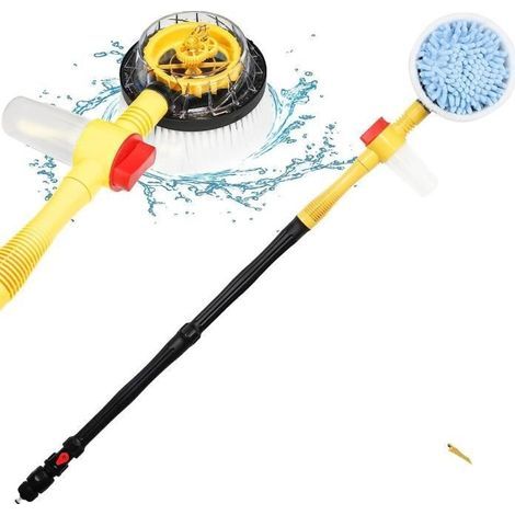 Brosse de Lavage de Noiture Rotative avec Poignée Longue, Kit de lavage de voiture à Mousse Automatique avec Brosse de Nettoyage (1/4)