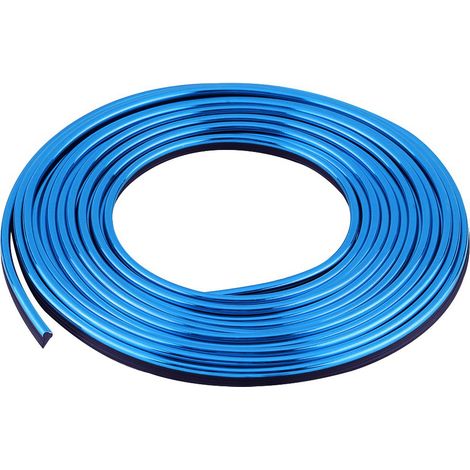 Bande déco flexible bleue pour intérieur auto : moulures portière, tableau de bord, aérateur, volant, kit garniture auto. (1/5)
