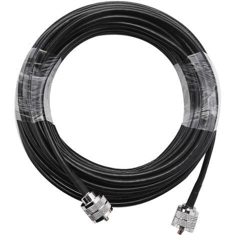 15 m UHF RG58 Koaxialkabel, PL259 Stecker, 50 Ohm Impedanz, für CB-Funkantennen, verlustarme UHF-Stecker (Stecker auf Stecker), schwarz. (1/5)
