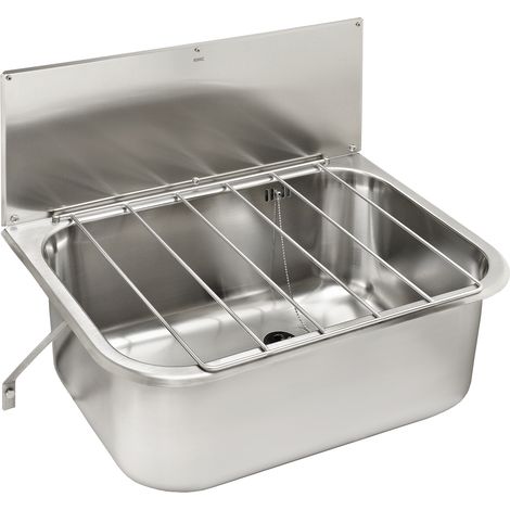 KWC AR Mehrzweckbecken, SIRIUS, Edelstahl,  660x250x460 mm, Klapprost und Spritzwand
