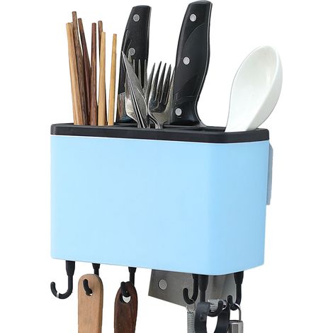 Porte-baguettes, crochet de cuisine, égouttoir mural, porte-couteaux, panier de rangement pour baguettes et vaisselle, sans perçage (1/5)