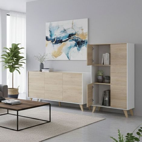 Conjunto de Muebles para Salón Literno, 7 Estantes, Modular, Puertas Batientes, Roble Marrón (1/5)