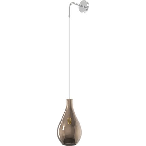 Applique Contemporanea Drop 2.0 Metallo Cromo Vetro Bronzo 1 Luce E27
