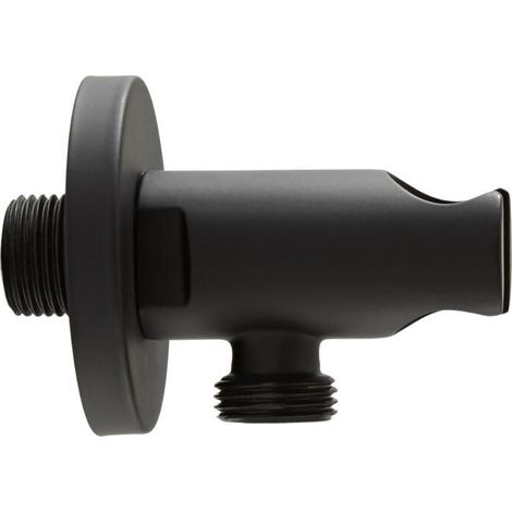 Milano Nero Round Hand Shower Handset Outlet Elbow and Bracket - Black