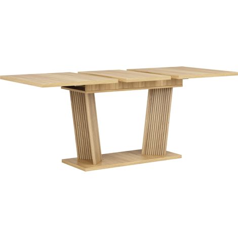 Ausziehbarer Esstisch 120-160 x 80 x 76 cm in Holzoptik mit MDF und Metall, Naturbraun (1/5)