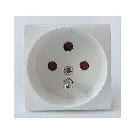 Prise 2P+T 16A à détrompage mécanique blanc polaire format 45X45mm 2M sans support ni plaque ALTIRA SCHNEIDER ALB44271