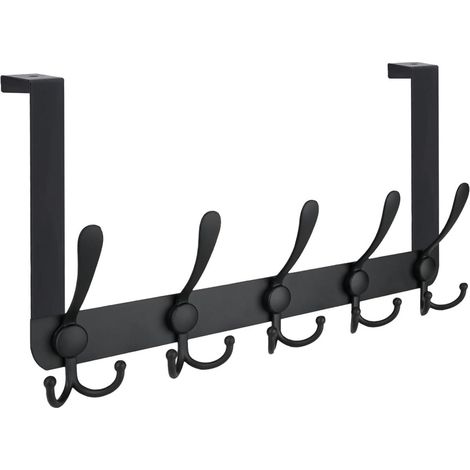 Porte-manteau mural-Porte-manteau de porte en acier inoxydable- Convient aux portes de chambre,de salle de bain et de cuisine-Noir (1/5)