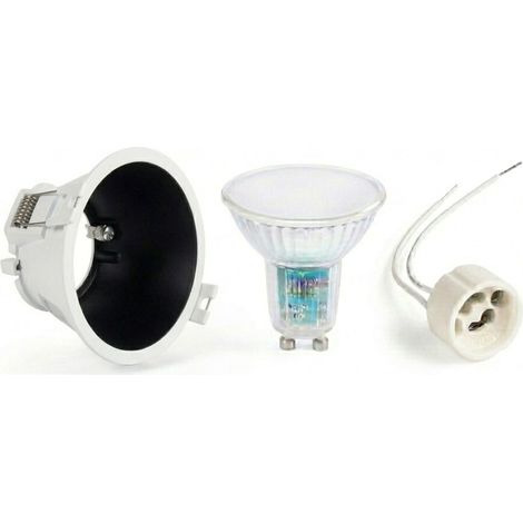 KIT Aro Empotrable Fijo Ø93mm + Bombilla GU10 5,4W + (1/4)
