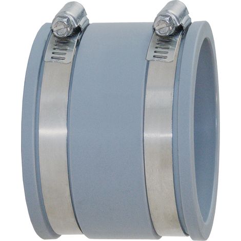 First Plast – Raccord d'évacuation PVC droit Ø100 à 112 mm – Manchon souple multi-matériaux – Pour systèmes de plomberie et d'évacuation (1/2)