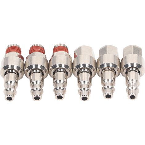 6 Stück Druckluftschlauchverbinder aus Edelstahl, 1/4 Zoll-18 NPT-Außen- und Innengewinde, Schnellkupplungen (1/5)