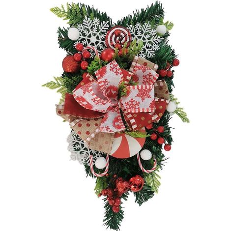 Guirlande De Noël - Anneau De Vigne Avec Pommes De Pin Et Fleurs Artificielles - Décoration Pour Porte Fenêtre Arbre De Noël - 1 Pièce (1/5)