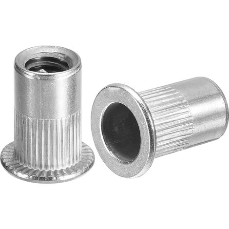 Écrous à sertir aveugles 1/4-20, lot de 30, en acier inoxydable 304, tête plate moletée, pour métaux