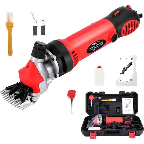 Tondeuse à moutons, 6 vitesses réglables, lame en acier inoxydable durable, Rouge Noir, 100V-240V Prise EU (1/2)