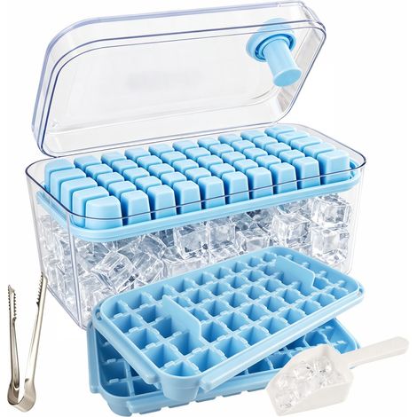 Lot de bacs à glaçons - Créez facilement des glaçons homogènes - Moule à glaçons en silicone avec couvercle - Pelle à glace et pince à glace - Bac à glaçons adapté pour la maison, le bar (1/5)