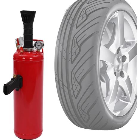 Compresor de neumáticos, capacidad de 9 litros, manómetro, color rojo. (1/5)