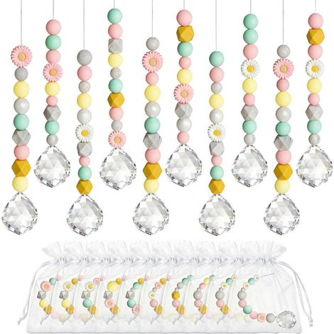 10er Set Sonnenfänger Kristall Bastelset Kinder Rosa Fensterdeko Hängend (1/4)