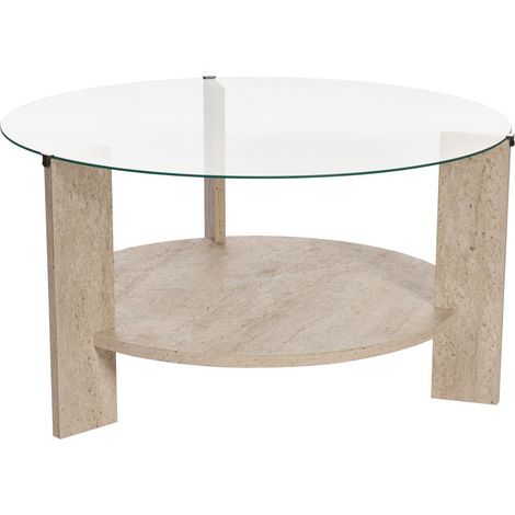 Couchtisch "Clara" aus Holz – 75 x 75 x 40 cm – Transparenter Travertin
