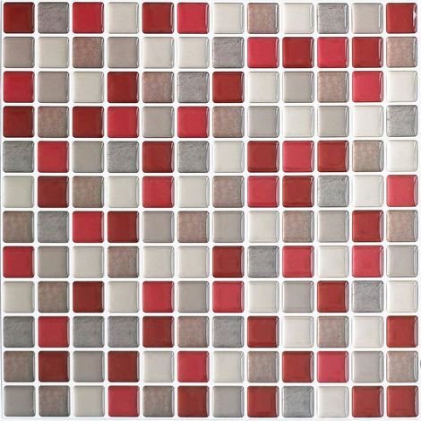 3D Mosaique Carrelage Adhesif Mural Imperméable Auto-adhésif Sticker Carrelage 23.6X23.6cm pour Cuisine Salle de Bain-4 pièces (1/5)