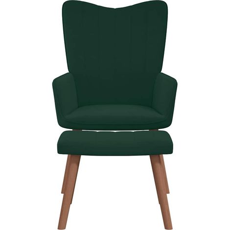 Maison Exclusive - Relaxsessel mit Hocker Dunkelgrün Samt