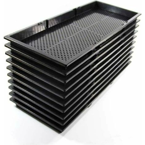 VURAHOME - 10pcs Plastique Plateau de Culture Plateau Semis Réutilisable Bac pour Plantation Noir pour Hydroponique en Serre Germination des Plantes de Semis