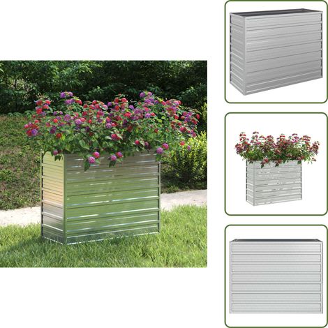 The Living Store Arriate de acero galvanizado plateado 100x40x77 cm - Macetero de acero galvanizado