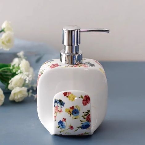 -7Lovely Flacon en céramique de 450 ml pour gel douche, shampoing, savon liquide, désinfectant pour les mains et bain - Accessoires de salle de bain (1/5)