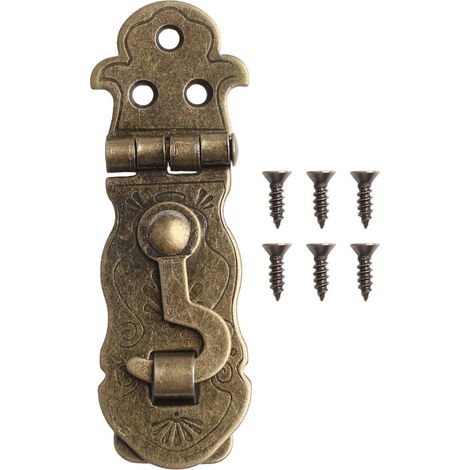 Loquet de coffre en fer de style rétro, couleur bronze pour meubles en bois, coffres et boîtes, matériel décoratif (1/5)