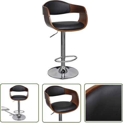 Tabouret de bar Style Contemporain Chaise de bar Bois courbé et similicuir 19445 (1/5)