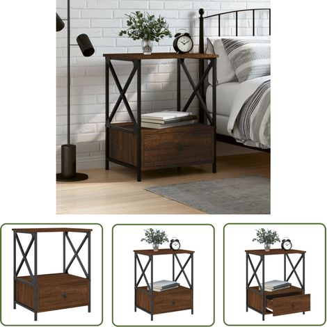 The Living Store Nachttisch Braun Eichen-Optik 50x41x65 cm Holzwerkstoff - Industrielles Möbelstück - Nachttisch - Beistelltisch - Wohnzimmerdeko - Holzwerkstoff (1/5)