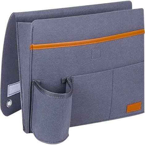 Organisateur de Rangement Suspendu en Feutre Gris Cendré pour Accoudoir de Canapé Pochette Latérale Multifonctionnelle Poches Compartimentées pour Salon et Chambre