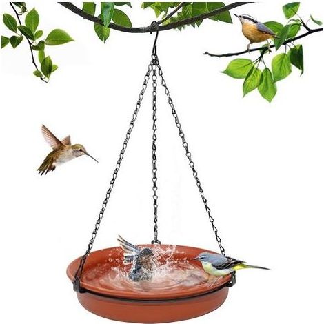 Abreuvoir Oiseaux Exterieur, Bains pour Oiseaux Sauvages suspendues, Mangeoire pour Oiseaux Exterieur Sauvages pour Petits Decoration Jardin Balcon (Brun) (1/5)