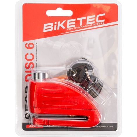 Antivol de disque de frein BIKETEC SEQR - Goupille/goujon 16 mm, dimensions : 98,5 mm x 53,6 mm, 3 clés.