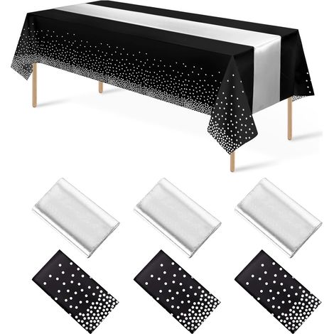 3 nappes jetables rectangulaires en plastique blanc et bleu clair, 137 x 274 cm, pour anniversaire, baby shower, mariage (1/5)
