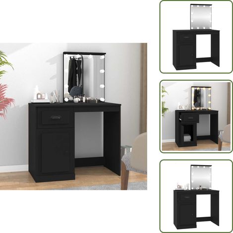 Toeletta con luce LED - vidaXL Toeletta con LED Nera 90x50x132,5 cm Legno Multistrato - Toeletta con specchio
